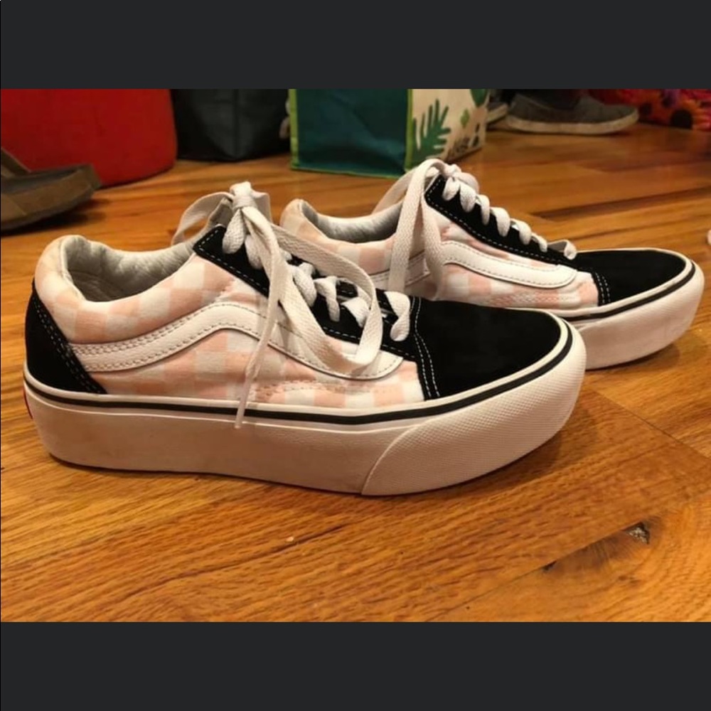 Pink Checkerboard “Old Skool” Platform Vans